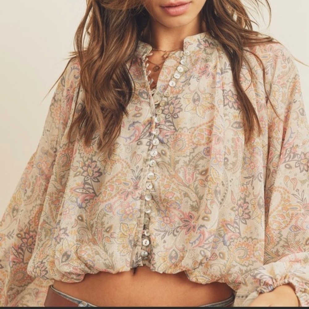 POET Paisley Print Balloon Sleeve Blouse - Picture 3 of 6